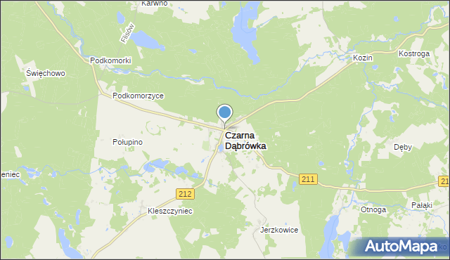 mapa Czarna Dąbrówka, Czarna Dąbrówka powiat bytowski na mapie Targeo